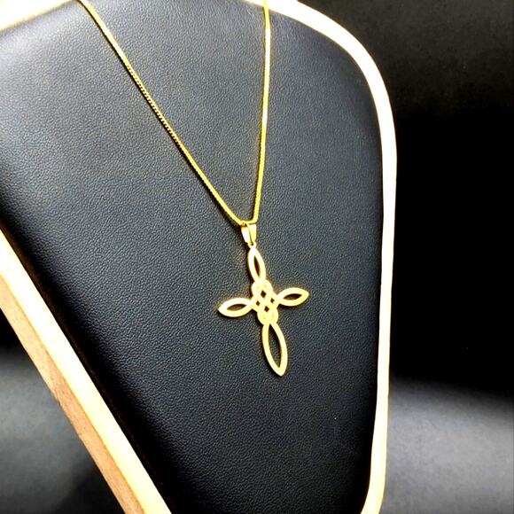 18k Gold Plated 925 Necklace w/ Celtic Cross Anniversary Birthday Boho Gift NEW